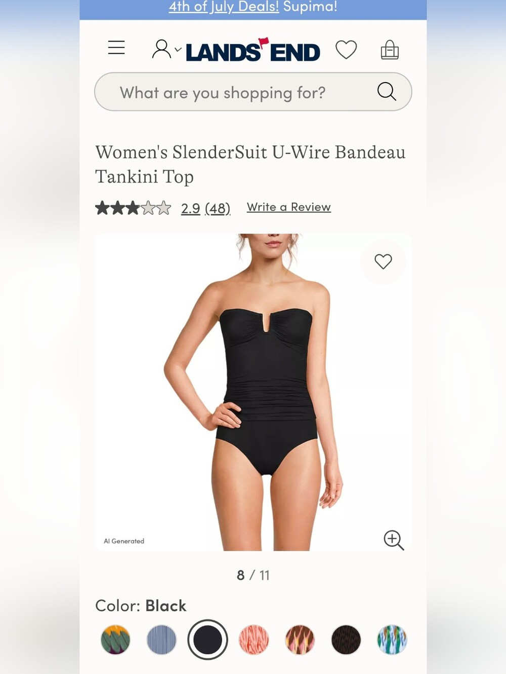 New Lands End Slender You Tankini Top